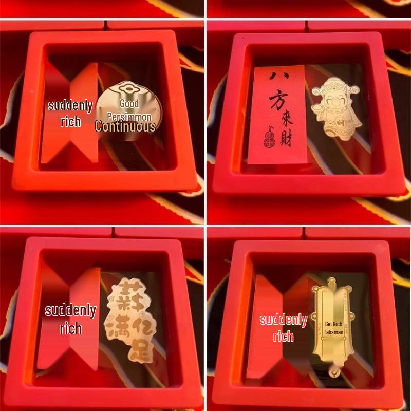 Gold 999 Lucky Cat God of Wealth Sticker Set: Gold Foil Water Beads for Phone Decoration and Gift Box