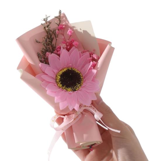 Mini künstliches Seifenblumen-Bouquet Falsche Nelken/Sonnenblumen Gänseblümchen Blumenarrangement Valentinstagsgeschenke für Frauen Beste Freundin Freundin
