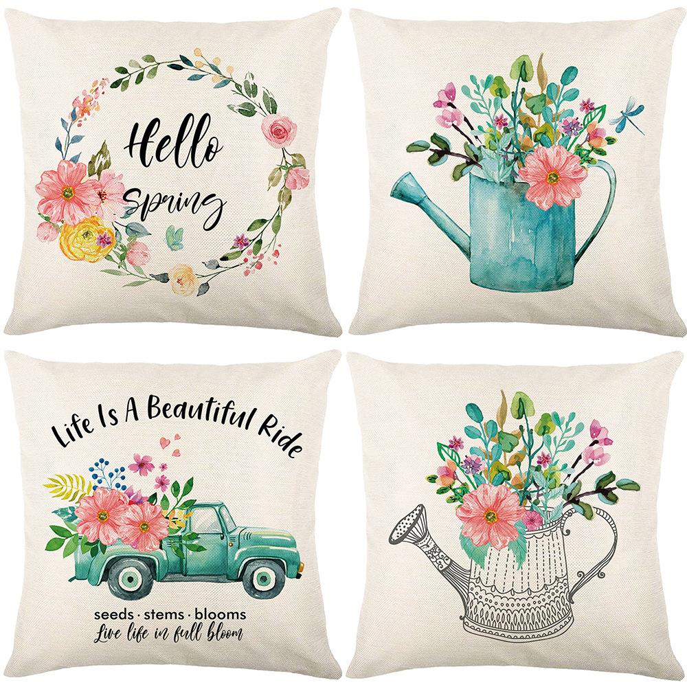 Pillow New Spring Home Decoration Printed Cushion Cover Sofa Cushion Cushion Pillow Cover