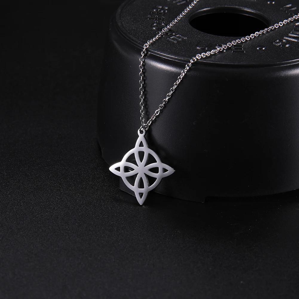 Skyrim Witch Knot Double Sided Knot Pendant Stainless Steel Geometric Necklace Women's Fashion Retro Talisman Jewelry 2026 New
