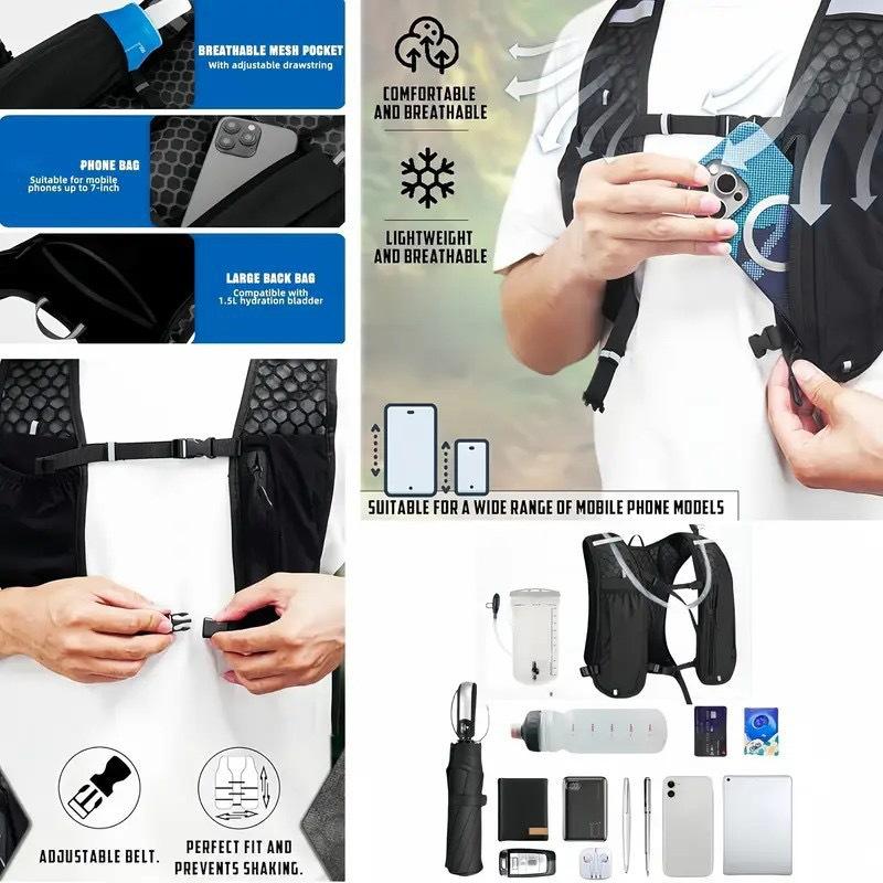 Running Water Bottle Storage Vest Lightweight Running Vest Reflective Hydration Water Chest Pack With Phone Holder