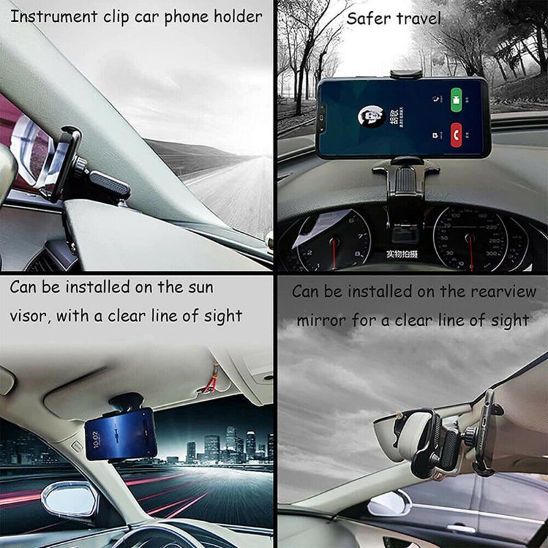 Universal Car Dashboard Mount Holder Snap-on Phone Rack Rotating Rearview Mirror Gps Navigation Hud