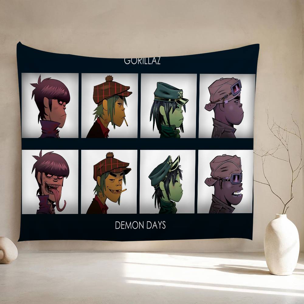 Virtual Rock Band Gorillaz Music Anime Tapestry Hanging Tarot Hippie Wall Rugs Dorm Home Decor