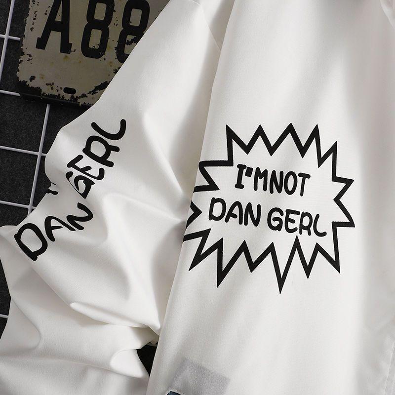 Spring Women Hooded Cute Shark Print Japanese Style Patchwork Teen Hoodies Jacket Fashion Harajuku Women Sweatshirt