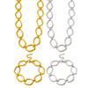 YueShi Stainless Steel Polygon Necklace Bracelet Set Trendy Jewelry