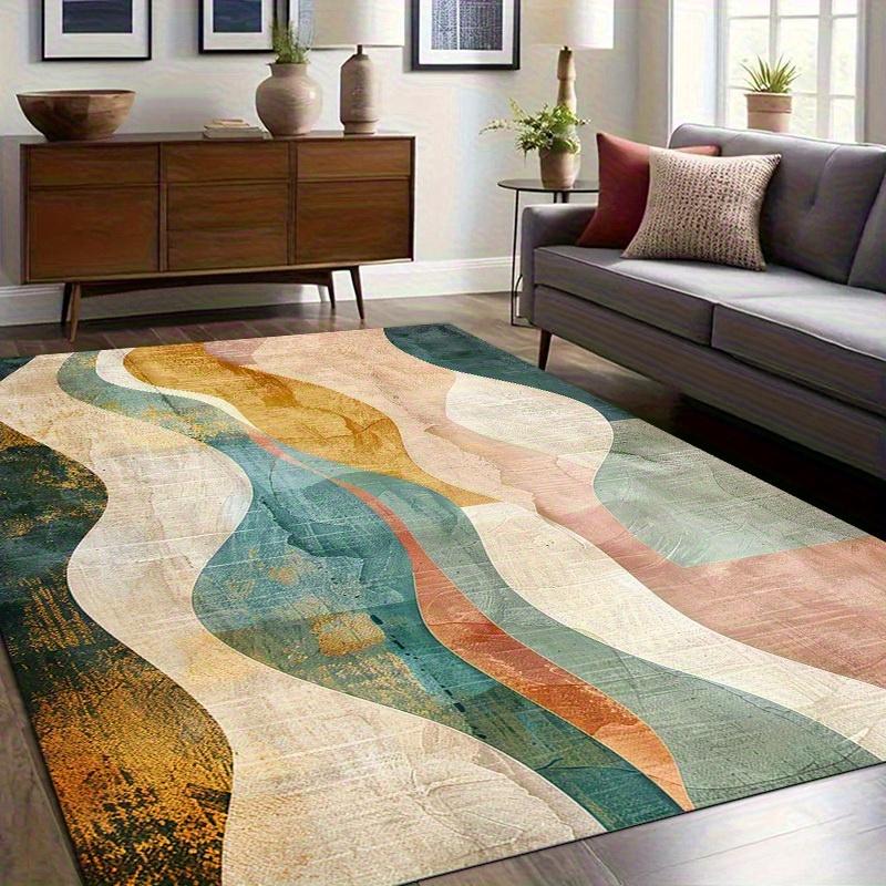 

Large Abstract Area Mat Extra Long Modern Floor Mat Teal Green Beige Golden Brown Machine Washable Indoor Outdoor Living Room 50x80cm20x31in