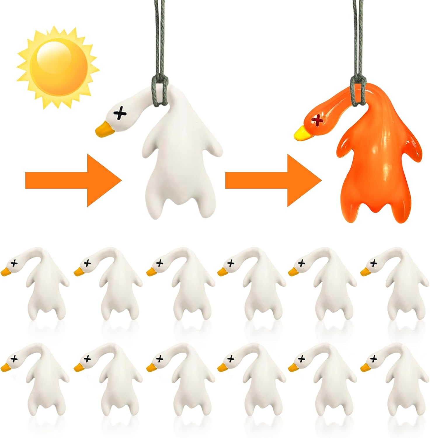 

Duck Car Accessories UV Color Changing Duck Creative Pendant UV Temperature ReminderSuitable for Cars Bicycles Indoor and Outdoor Ornament 1PC