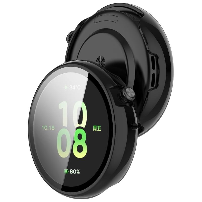 Case for Watch Fit 44mm Tempered Glass Screen Protectors & Hard PC Protective Bumper Smartwatch Accessories