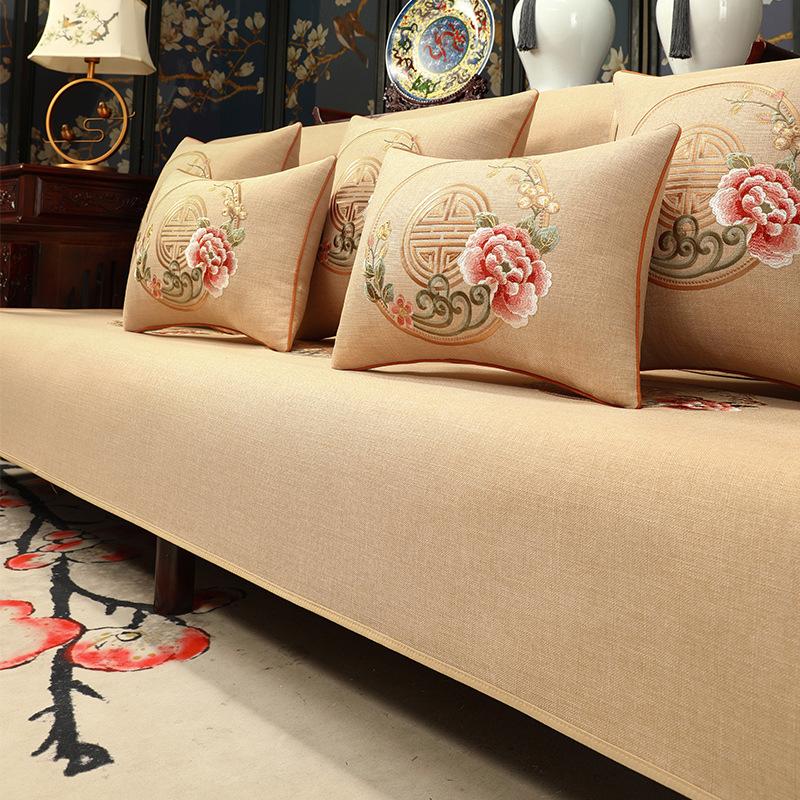 Mahogany Furniture Sofa Cushion, Seat Cushion Cover, Embroidered Backrest Towel, High-Grade Non-Slip Cover Brohan Bed Cushion Cover