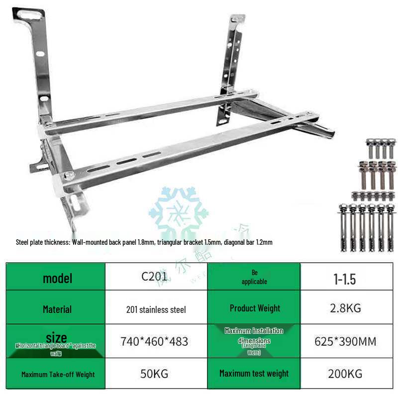 

Stainless Steel Luxury Air Conditioner Bracket for 1-5HP Units - Triangle Frame