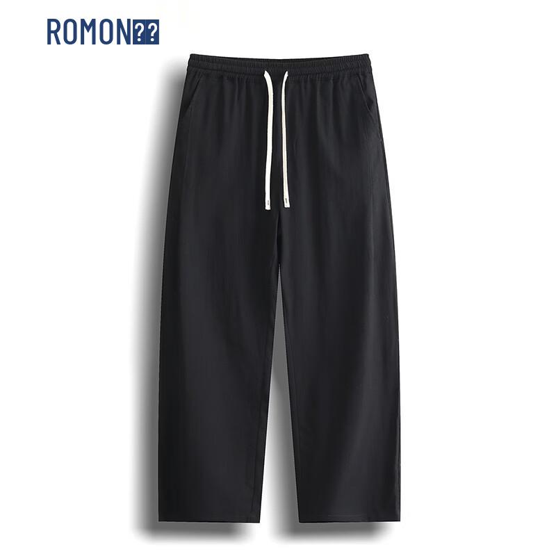 ROMON Men s Casual Drawstring Straight-Leg Pants L