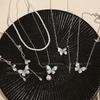Ice Crystal Gradual Change Color Pearl Butterfly Fringed Necklace Female Summer Exquisite Premium Collarbone Chain Sweet Cool Babe Necklace