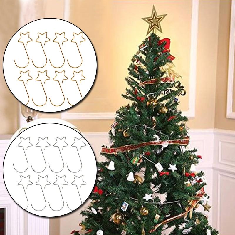 Christmas Wreath Star Hooks for Christmas Tree Hanging Pendant Ornament Metal Star Decorations Hook Xmas Home Decor