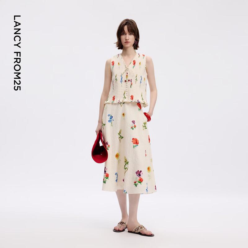 Langzi Cotton V-Neck Sleeveless Floral Top