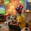 Hattar med fotbollsfanflaggtema, partyhattar, festhattar, hattar för att titta på och heja på matchen.
