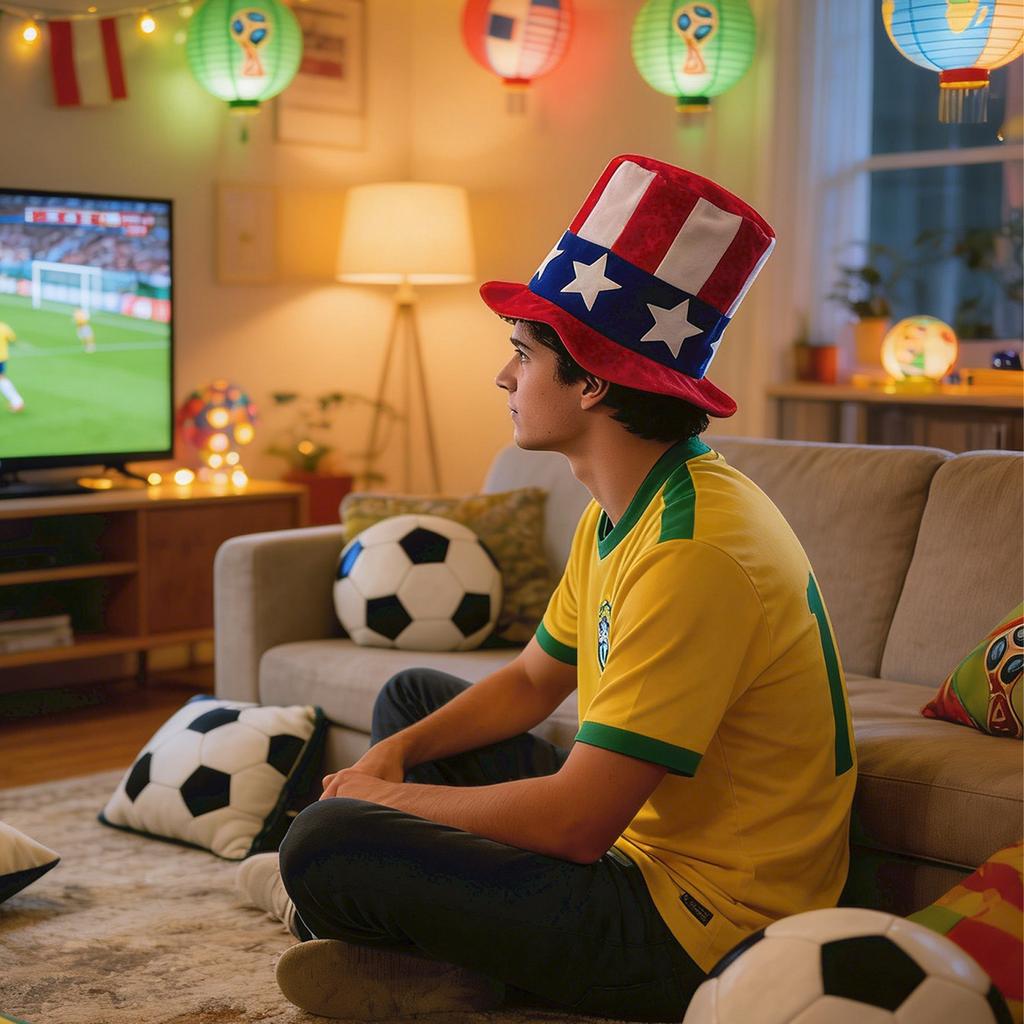 Hattar med fotbollsfanflaggtema, partyhattar, festhattar, hattar för att titta på och heja på matchen.