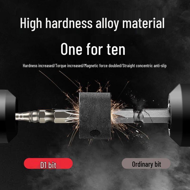 Hochharter Kreuzschlitz-Elektroschrauberbit: Legierter Stahl, Rutschfest, Stark magnetisch.