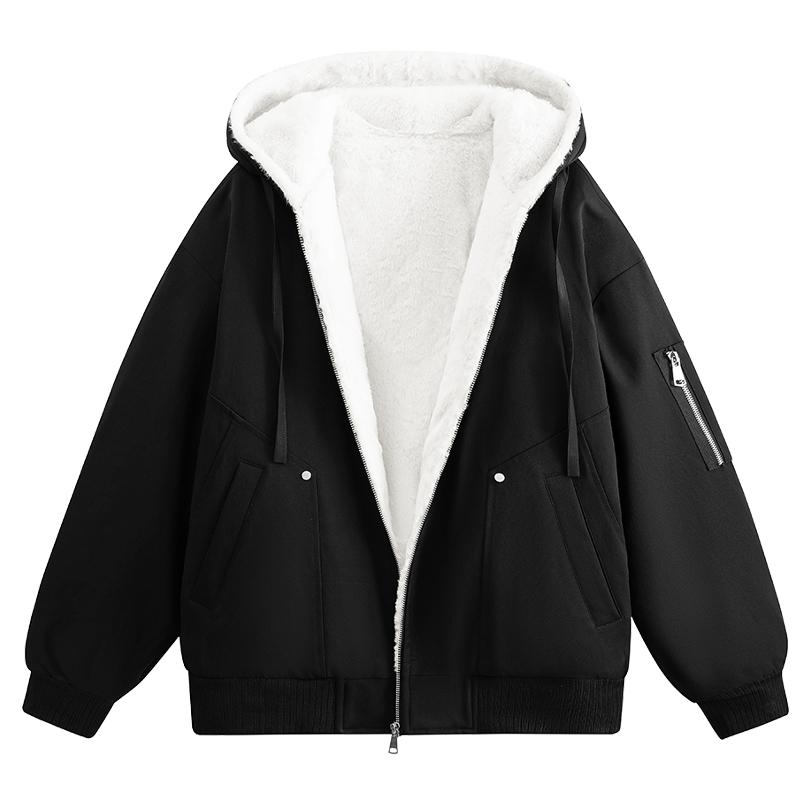 

Plush and Thick Hat Wearing Sports Outdoor Leisure Men s Seat Mountain Carving Cotton Jacket L