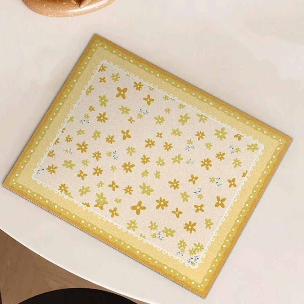 Quick Dry Rural Floral Dinner Mat Non-slip Kitchen Drain Mat Heat Insulation Mat Home Decor