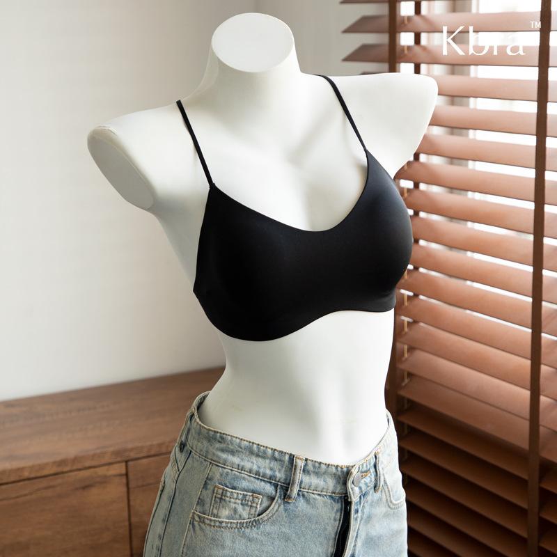 Invisible Seamless Cross Back Push Up Wireless Thin Cup Bra With Thin Shoulder Straps