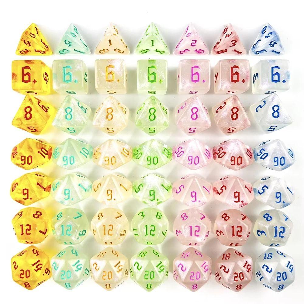 

7Pcs/Set 7-Die DND Dice Acrylic Game Dice Durable Polyhedral Dice For TRPG DND 05