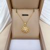 Stainless Steel Chain Punk Zircon Sun Pendant Necklace for Women Men Cool Jewelry Daily Party Accessories Gifts for Friends