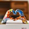 Heart Hand Gesture Sculpture With Resin Material For Wedding And Party Decor