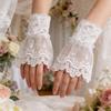 Elegant White Floral Lace Fake Cuffs For Women Stylish Hand Sleeve Cosplay Accessories Perfect For Parties And Weddings