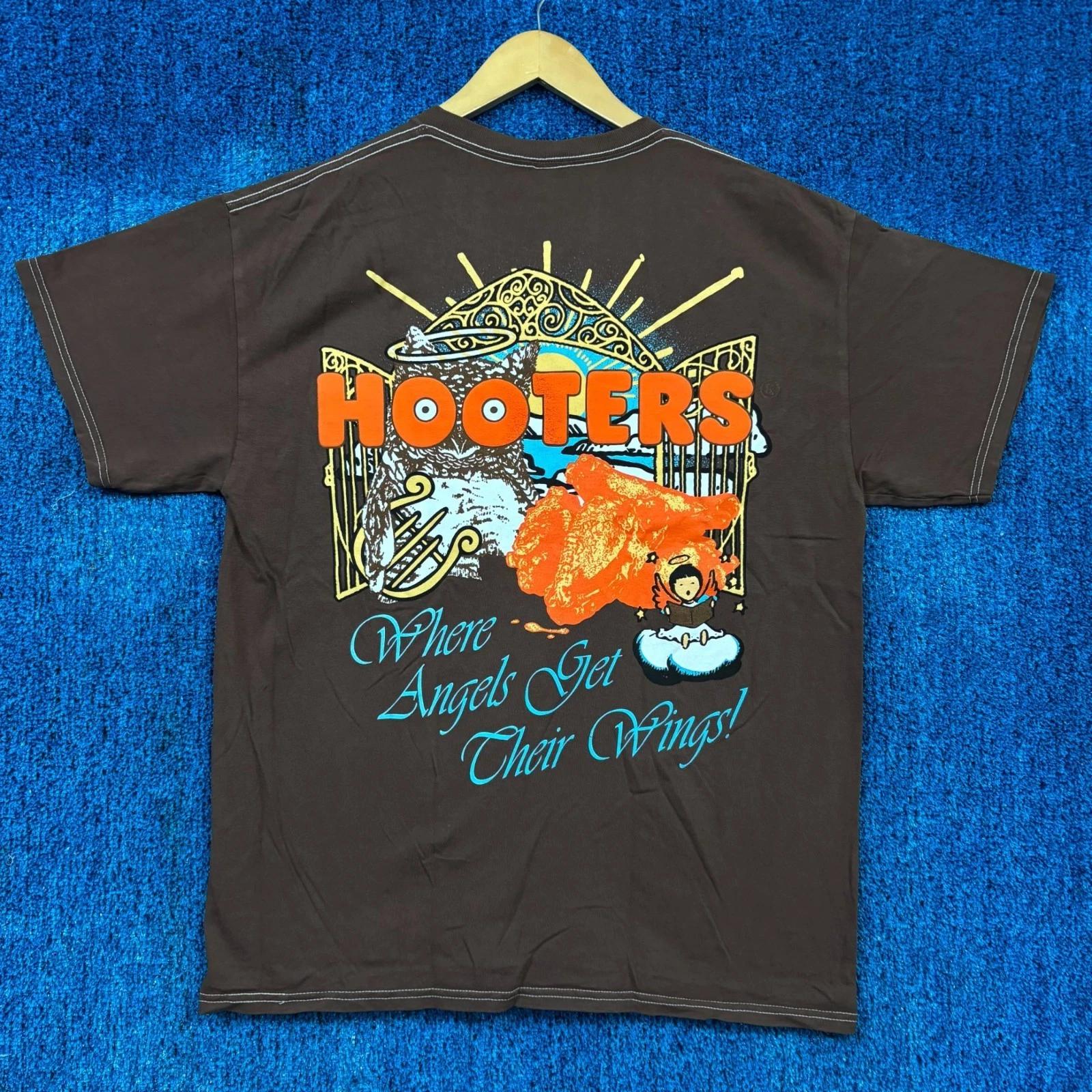 

Hooters Where Angels Get Their Wings Sports Bar Promo Tee L 4XL