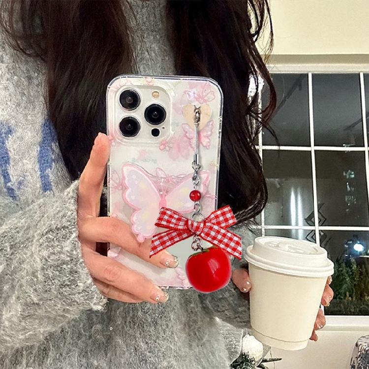 Aesthetic Strawberry Phone Chain Bowknot Phone Charm Tomato Bag Pendant for Girl