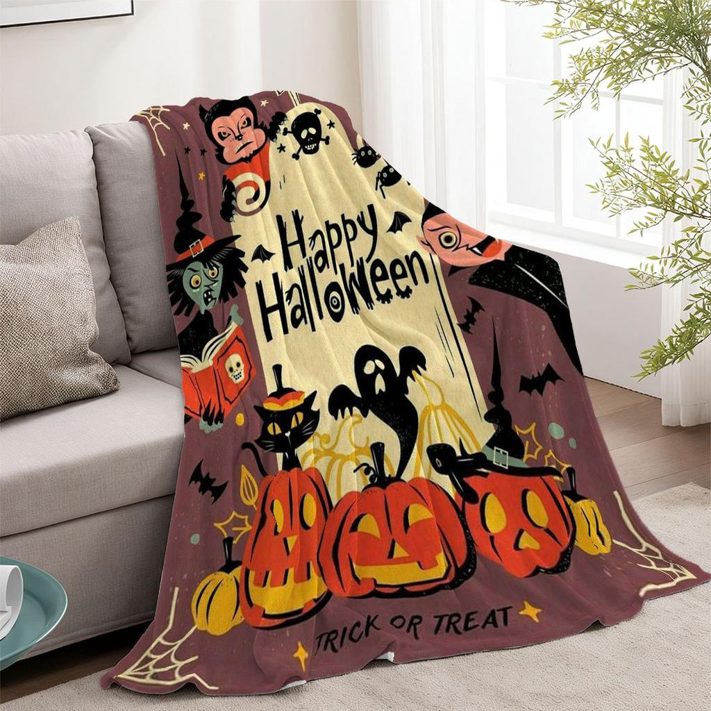 Halloween cartoon theme Printed Blanket for Sofa Travel Camping Living Room Office Conditioning Blanket for All Seasons Gifts
