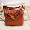 NEW Oil Wax PU Leather Tote Bags for Women's Handbag Luxury High Capacity Lady Hand Bags with Purse Pocket Women Shopper Bag Big