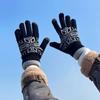 Winter Fashion Warm Men's Gloves Fleece Thickened Wool Knitted Cycling Windproof and Cold-proof Gloves