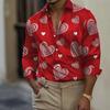 Herr Romantisk Gåva Hjärtformad Skjorta Långärmad Mode Casual Sommar Vår Höst Nedvikt 3D-tryck Knäppning Skjortor
