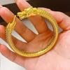 Gold Color Phoenix Open Bracelet Women's 999 Gold Bracelet with Jade Carving