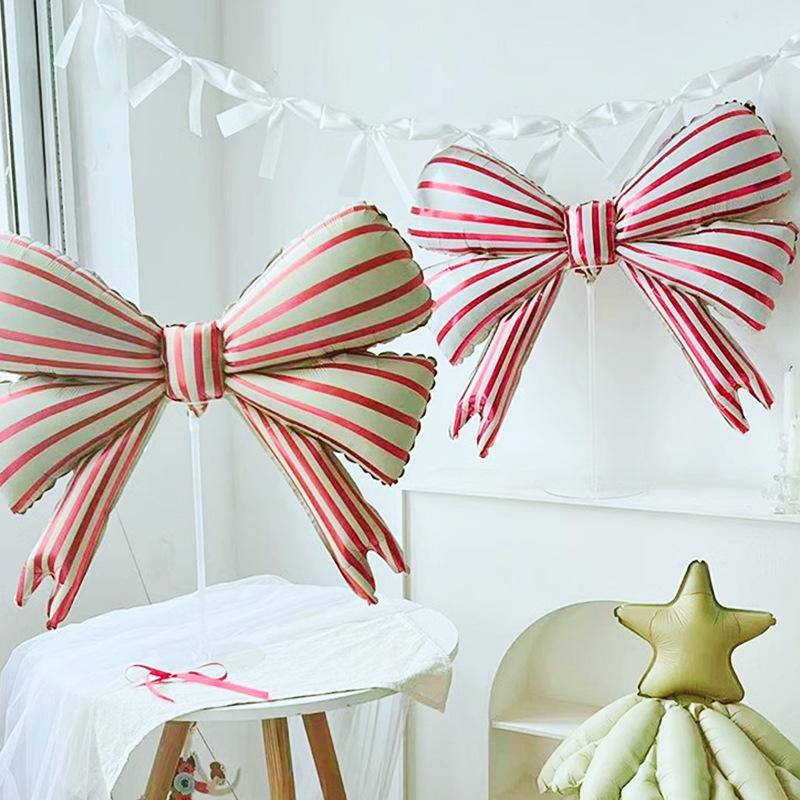 Striped Bow Balloon Children'S Birthday Party Decoration Arrangement Dessert Shop Window Scene Shop