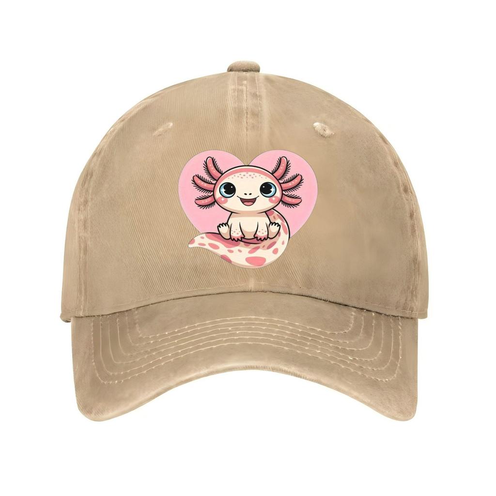 Cute Axolotl Heart Baseball Cap Adult Unisex Adjustable Cotton Casual Print Sun Protection