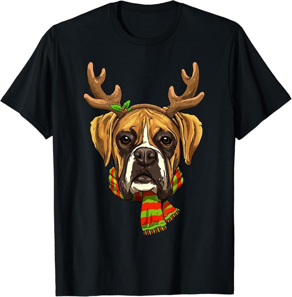 

Boxer Dog Reindeer Christmas Shirt Xmas Boxer Dog Lover Gift Unisex T-Shirt 2XL