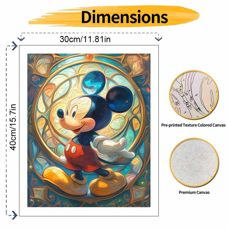 Disney Stained Glass Mickey Paint By Number Kit Drawing Canvas DIY Picture Home Decor Art Wall Gift Craft Oil Painting Set Wall Decor