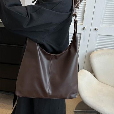 Large Capacity Female Shoulder Bag Trendy Casual Soft PU Women's Handbags Solid Color Retro Tote Bag For Commute Shopping