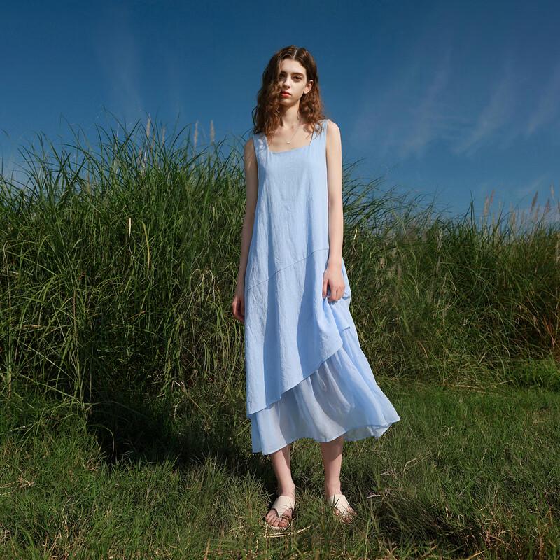 Summer Faux Two-Piece Patchwork Sleeveless Dress
