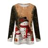 Women's Casual Long Sleeve Christmas Print Round Neck Top