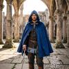 Medieval Velvet Deerskin Hooded Cloak - Renaissance Cosplay Costume Robe