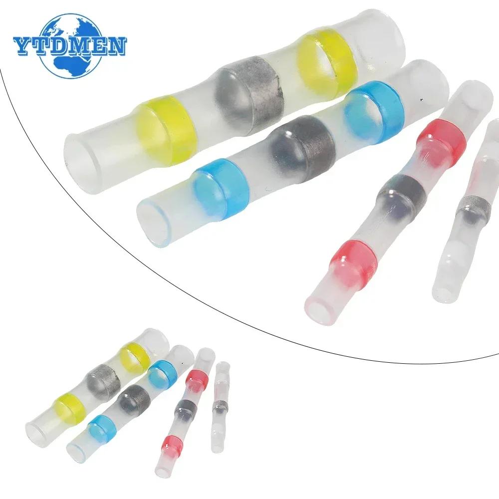 50/100pcs Heat Shrink Butt Waterproof Solder Seal Wire Cable Splice Terminal Kit Crimp Terminals Connector Electrical, with Box