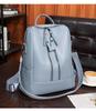 Schoolbag Soft Leather Women's Backpack Double Zipper Solid Color Vintage School Bag Casual Versatile Shoulder Bag Travel Backpack Portable