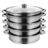 Edelstahl-Dampfgarer Multifunktionaler Kochtopf Praktischer Suppentopf Silber (5 Schichten)