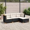 Vidaxl 4-Cz. Garden Lounge Set, Cushions, Black PE Rattan