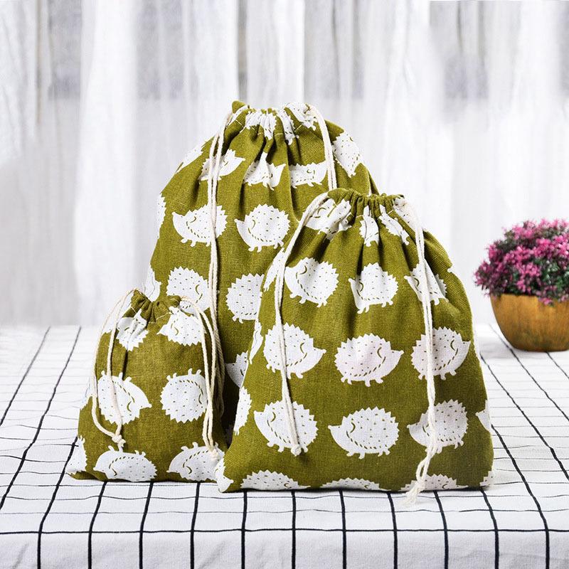 Kočka Medvěd Kreslený Stahovací Šňůrka Bavlněná Lněná Úložná Taška Dárková Cukrovinka Šperky Organizér Make-up Kosmetika Mince Klíče Tašky 49002