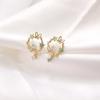 Silver Needle Korean Temperament Circle Butterfly Flower French Retro Hollow Earrings for Women Party Weddings .