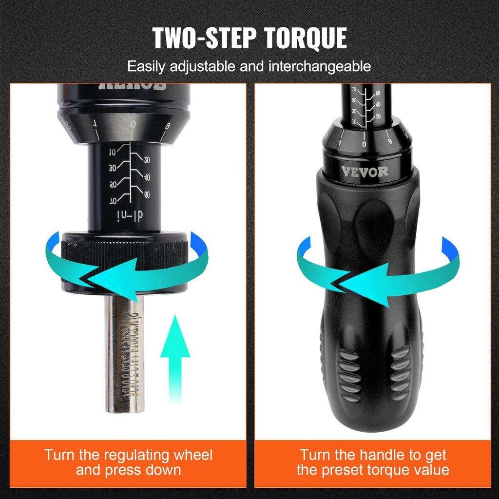 Adjustable Torque Screwdriver 1/4" Range 10-70 In/lb W/ 1 In-lb Increment